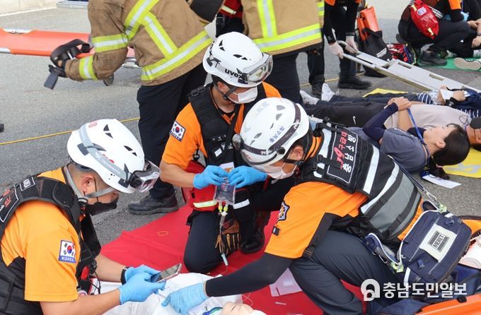 태안소방서, 다수사상자 구급대응 훈련 실시