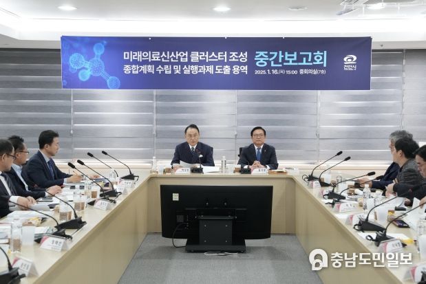천안시는 16일 시청 중회의실에서 ‘미래의료 신산업 클러스터 조성 종합계획 수립 및 실행과제 도출 용역’ 중간보고회를 개최했다.