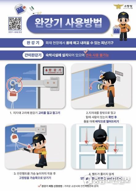 천안서북소방서, 완강기 사용법 홍보